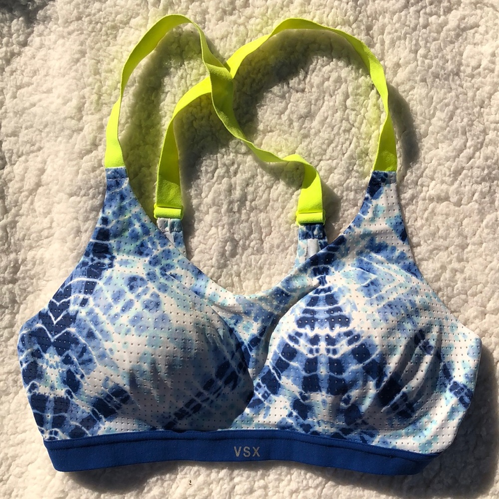 Victoria’s Secret VSX Sports Bra Tie Dye Blue 34C - Picture 2 of 13